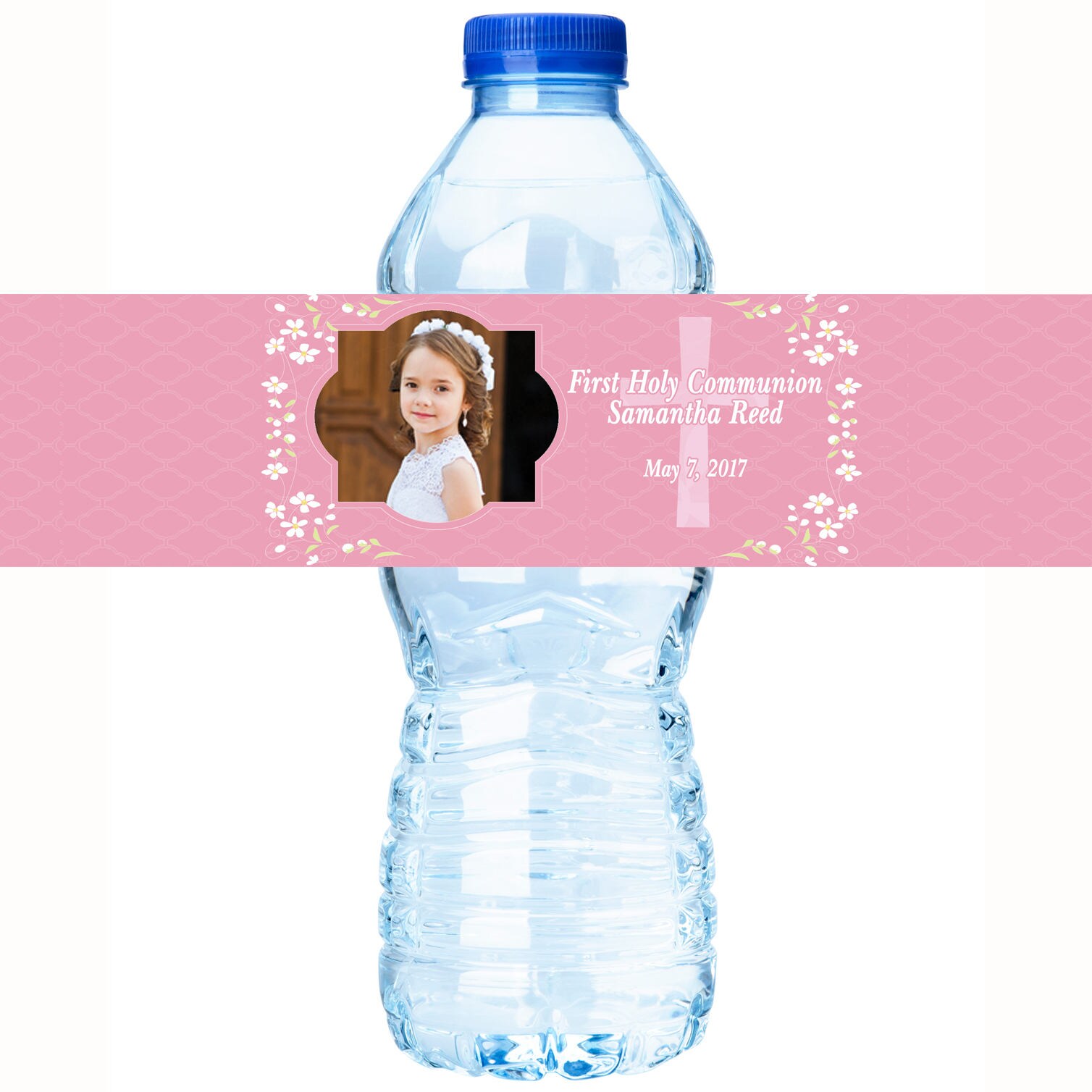 30 Full Photo Personalized Communion Water Bottle Labels - Decor Girls
