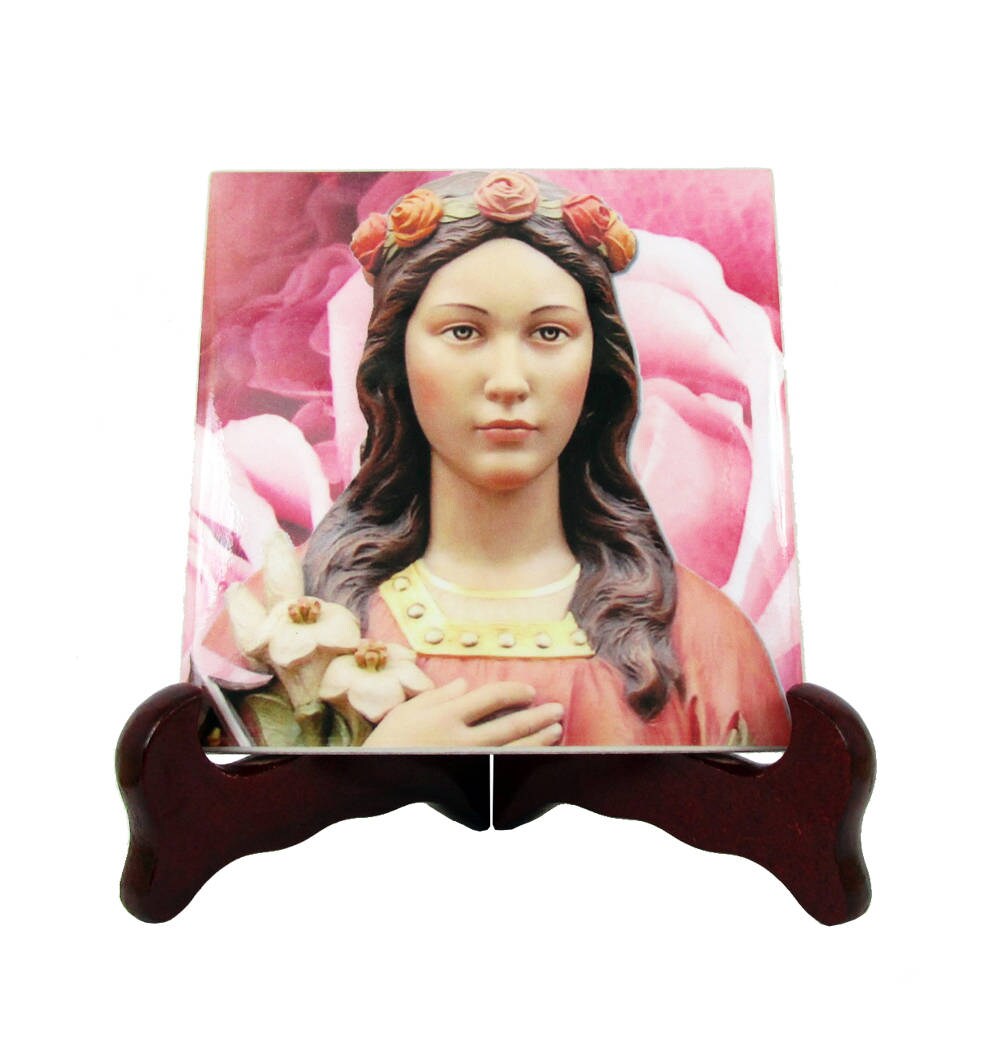 st Philomena - Catholic Saints Ceramic Tile Saint Icon Handmade in Italy Art