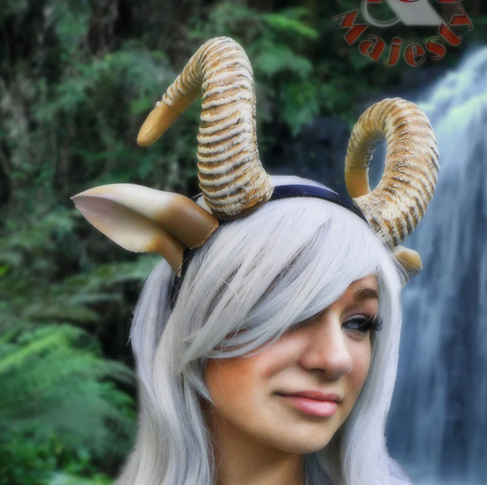 New Arrival Ram Horns Headband 3D Printed Cosplay Comicon Fantasy With Ears Option Wow Large