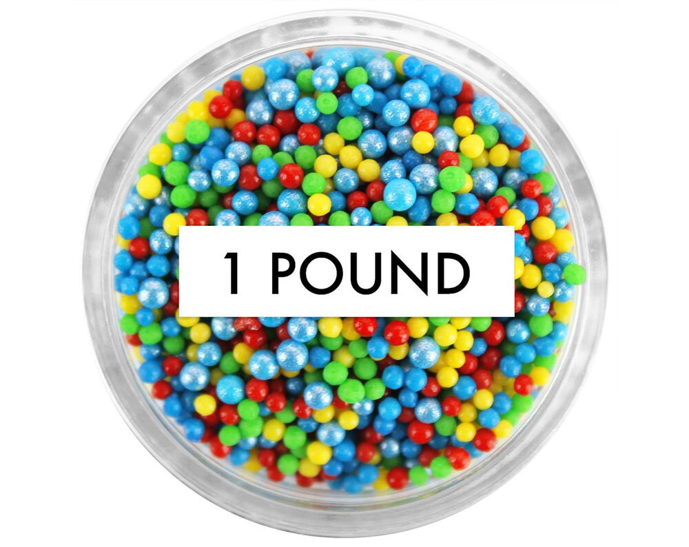 Building Blocks Non-Pareils Blend - 1 Pound Bright Mix Of Red, Yellow, Green & Blue Sprinkles For Cakes, Cookies Cupcakes