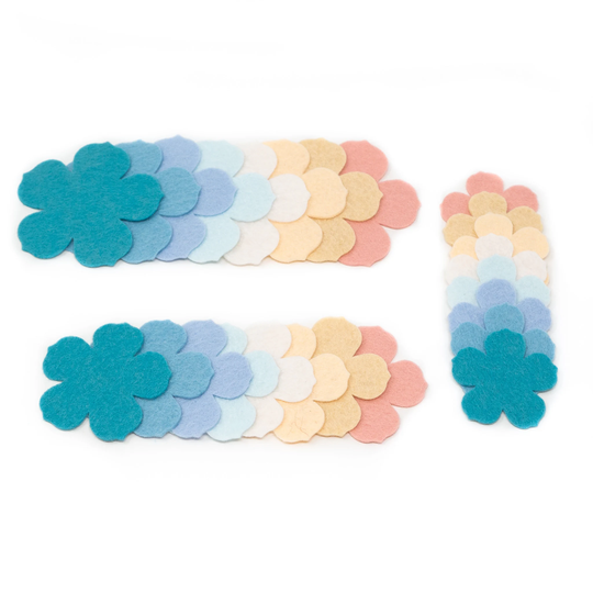 24 Emma Wool Blend Felt Die Cut Applique Flowers - Spring Vacation Colors