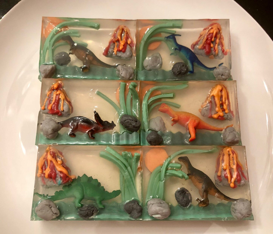 Dinosaur Soap With Toy Inside. Boys Birthday. Bath Fun. Party Favors. Children's Gift. Dino. Trex. Stegosaurus. Triceratops. Velociraptor