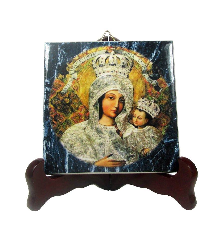 Our Lady Of Gietrzwald - Virgin Mary Print On Ceramic Tile Mother Icon Religious Decor Art Christianity