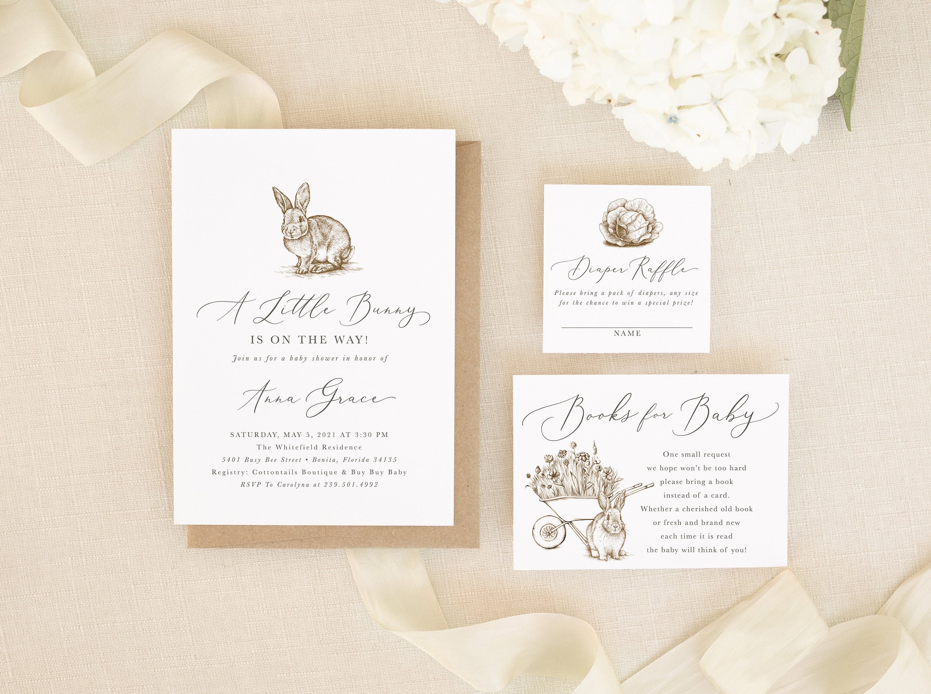Bunny Baby Shower Invitation, Some Is On The Way Invite, Girl Or Boy Gender Neutral Invitation - Riley