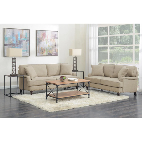 Picket House Furnishings Cassandra Modern Polyester/Polyester Blend Natural Living Room Set in Off-White | UBB0822PC