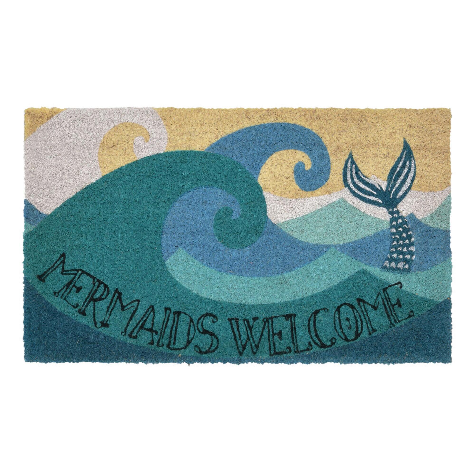Blue Mermaid Sighting Coir Doormat by World Market