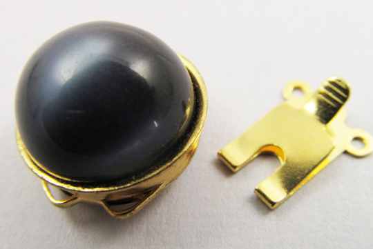 2 14mm Vintage Charcoal Moonglow Lucite Box Clasps Cl07