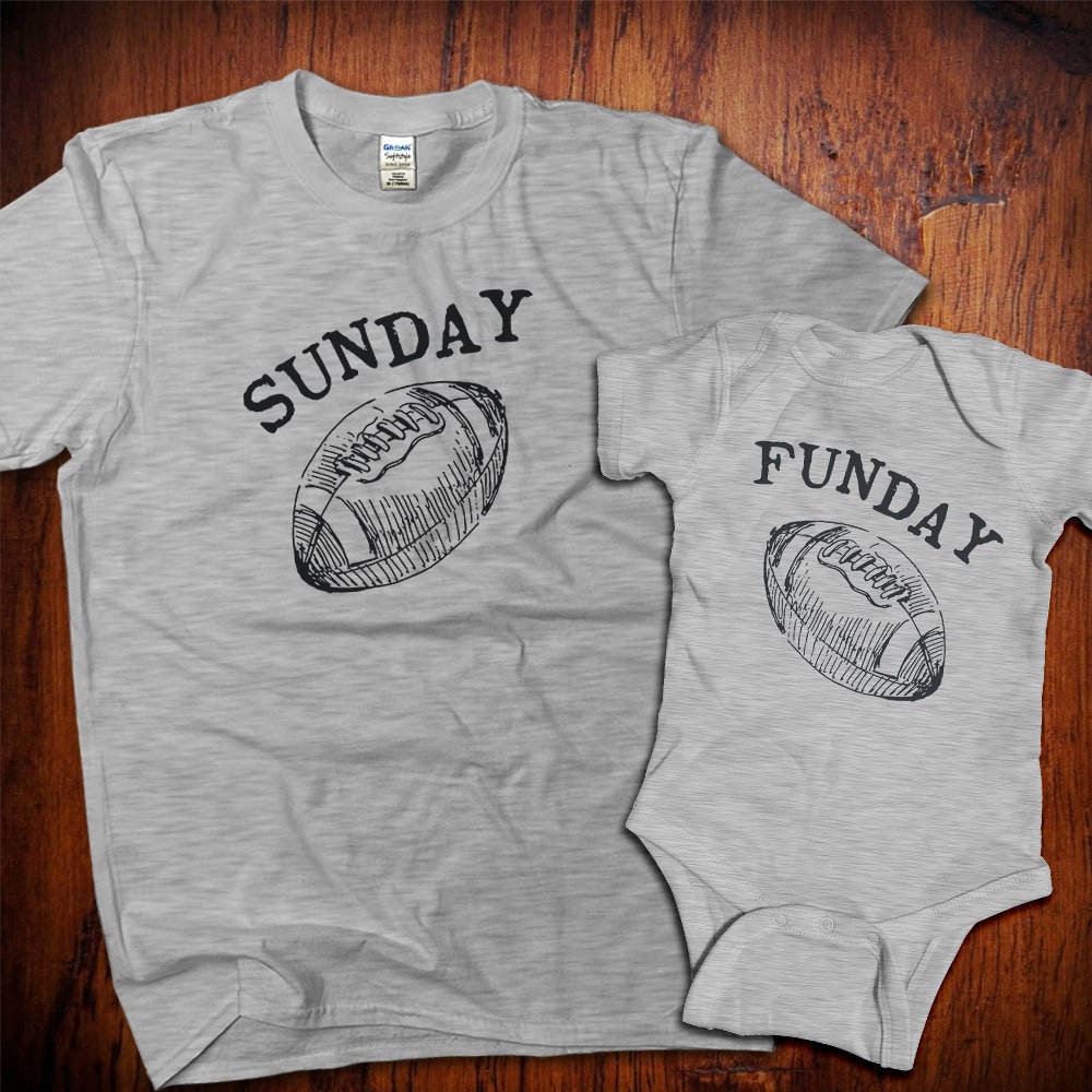 Dad & Baby Matching Shirts, Father Son Daughter, Sunday Funday Football T-Shirts, Fathers Day Gift