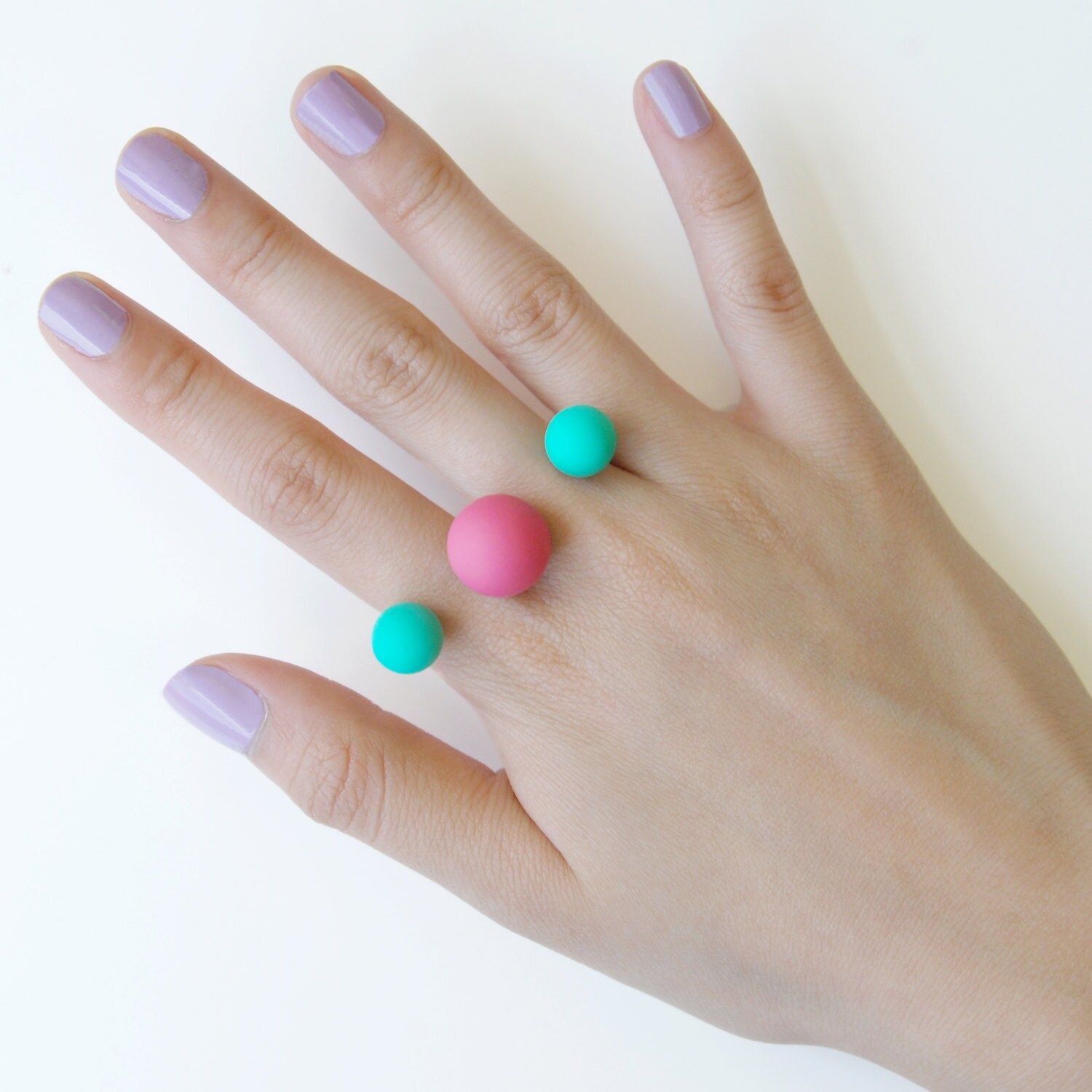 Gold Ball Ring, Fashion Mint Green Statement Geometric Jewelry, Birthday Gifts For Her, Knuckle Trendy Cool Ring