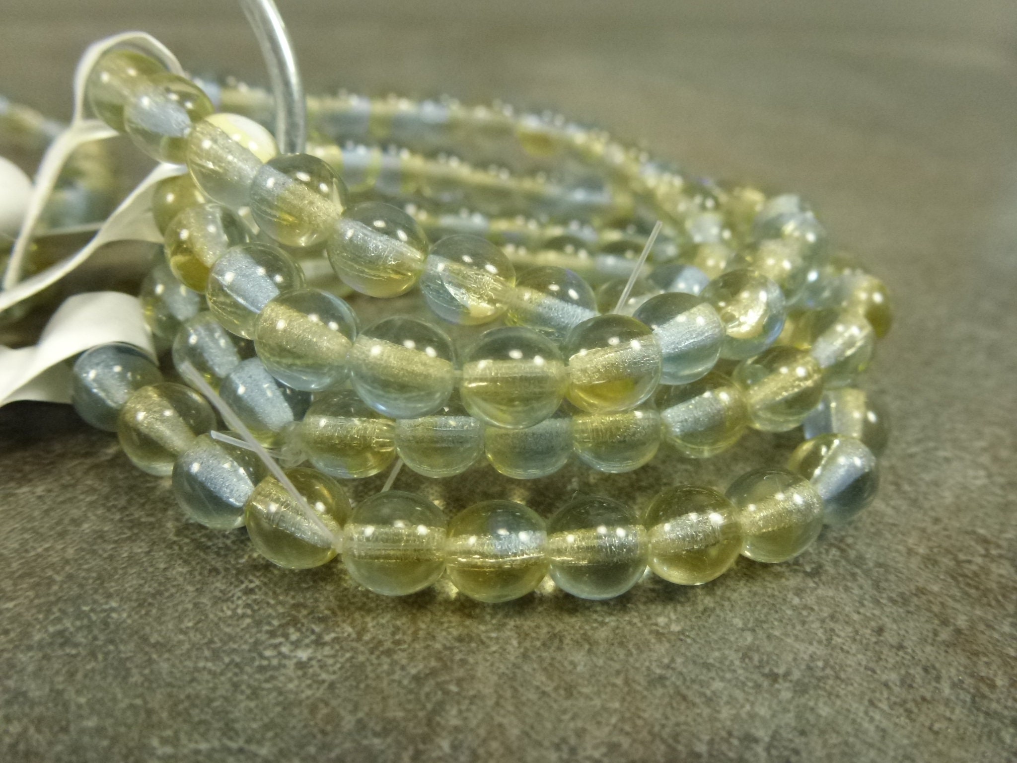 Light Sapphire/Topaz Blend Czech Glass 5mm Druk Beads 50Pc Smooth Round