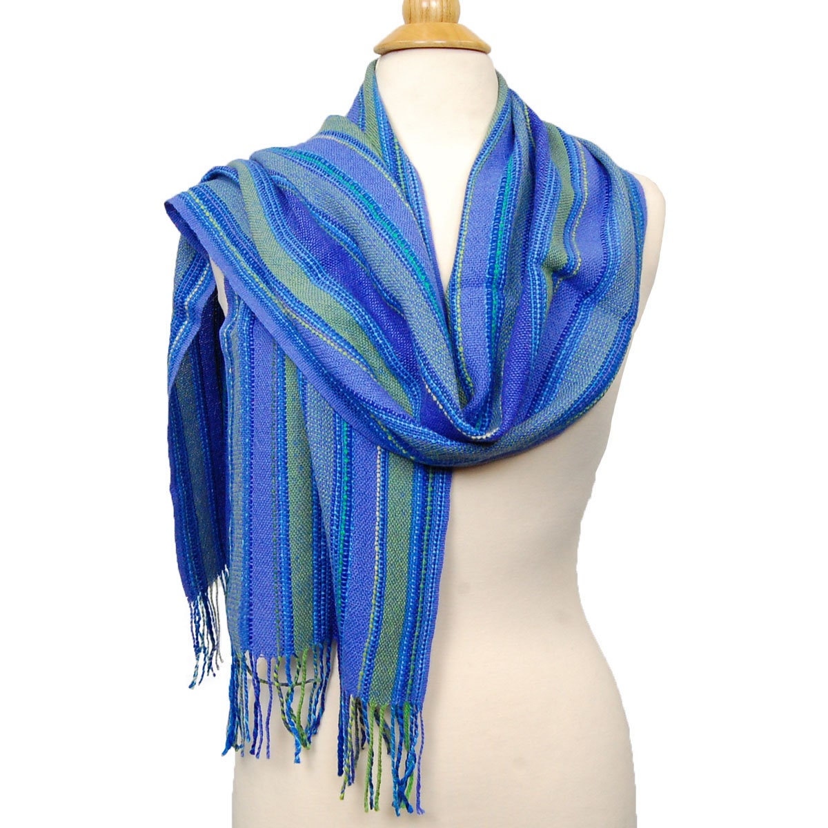 Baby Alpaca & Silk Handwoven Scarf Blend Caribbean Sea