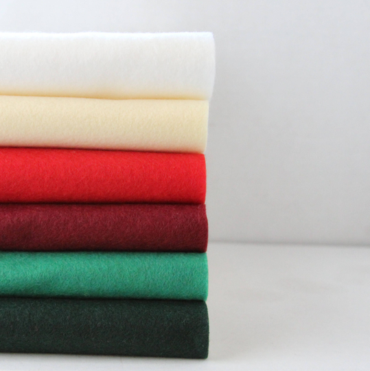 Wool Blend Felt Sheets Collection | Christmas Colors 6 Sheets You Choose Size