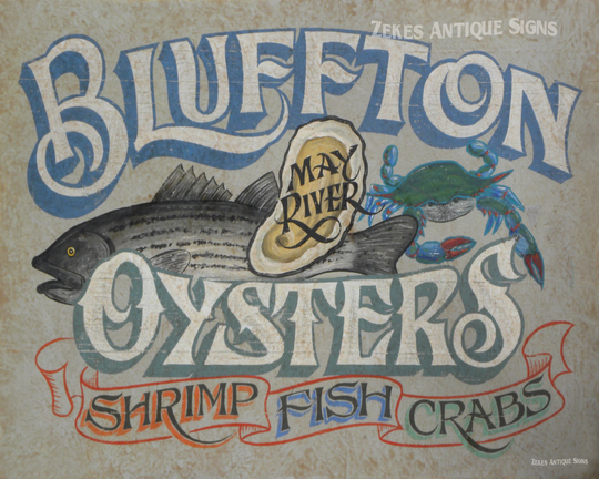 Bluffton Sc Oysters Print. Shrimp Fish & Clam Oyster Can Print. Collect Them For Your Beach House Decor