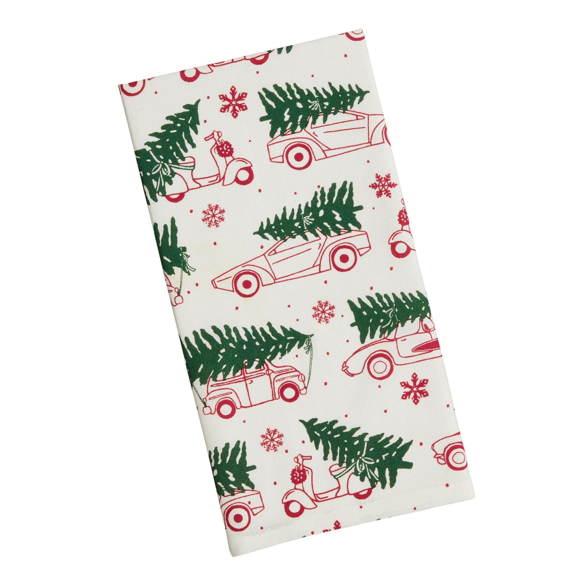 Christmas Motor Parade Kitchen Towel - Cotton by World Market