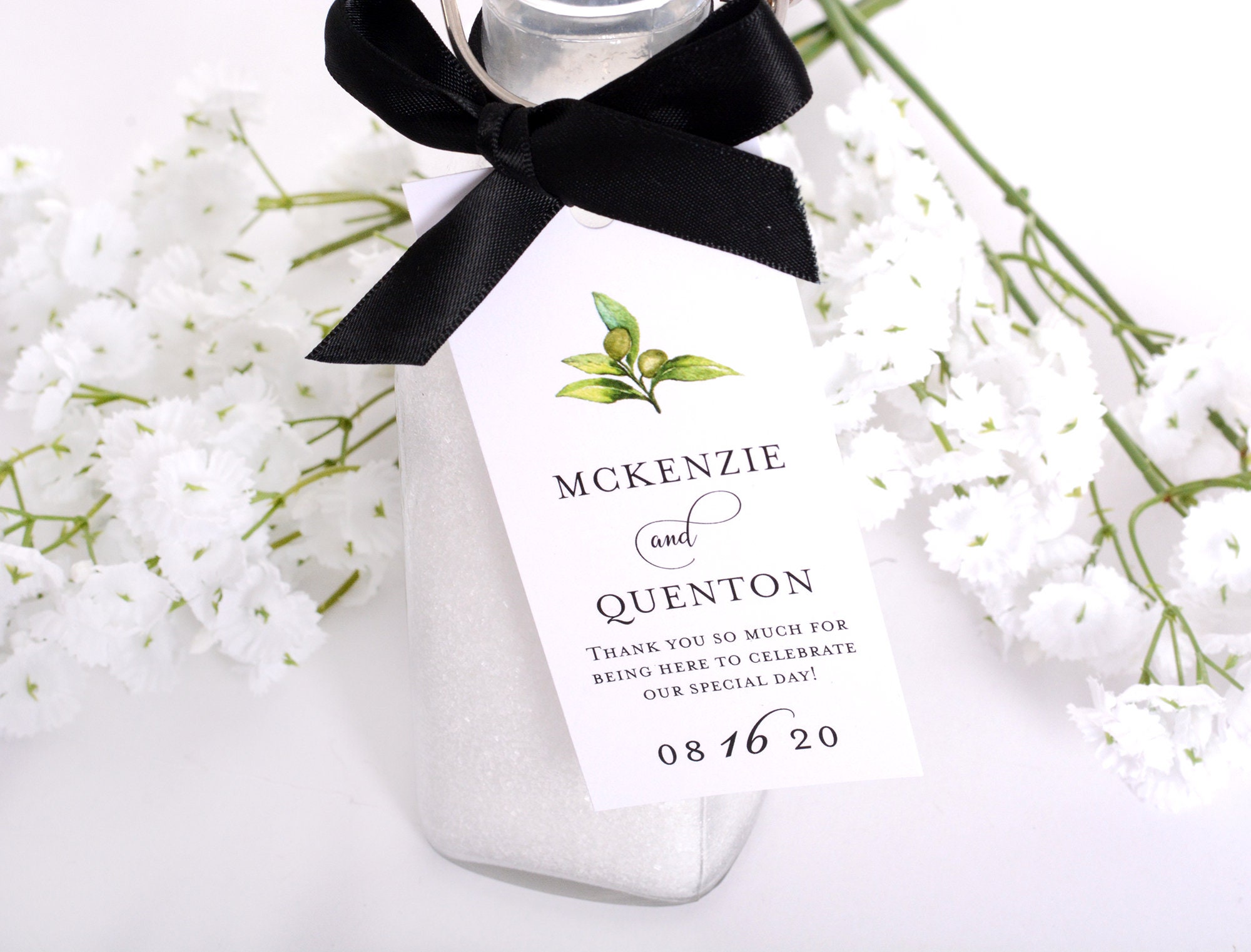 Wedding Favor Tags - Wine Bottle Tags, Box Card, Bag Custom Olive Hanging #wtg-307