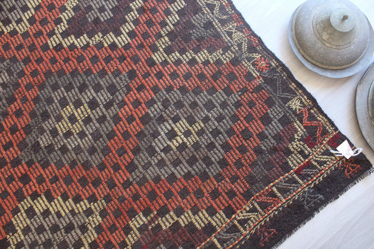 7'x9' Kilim Rug, Vintage Terracotta Bohemian Kilim, Ethnic Rug/N-942 6'7"x8'8" Feet