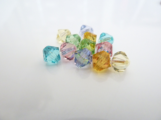 12 Pcs. Swarovski Pastel Blend 6mm Bicone Crystal Beads 5328 5301 - 2 Each Color - Easter Spring Set - Loose Bead Mixed Lot Crystals Diy - Pa6B