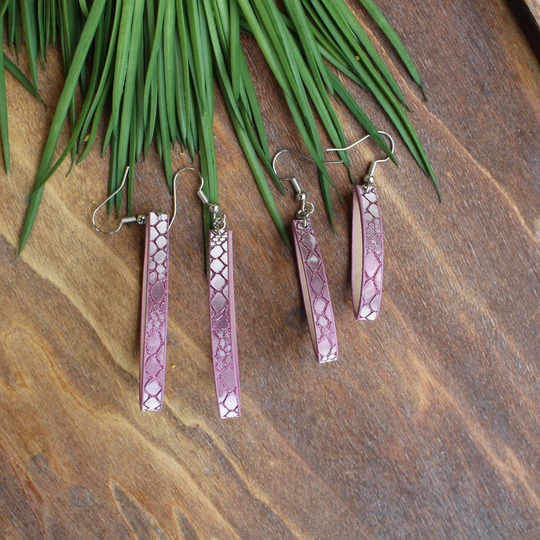 Pink Rain Skinny Leather Loop Earrings/Jewelry Hoop You Choose The Size