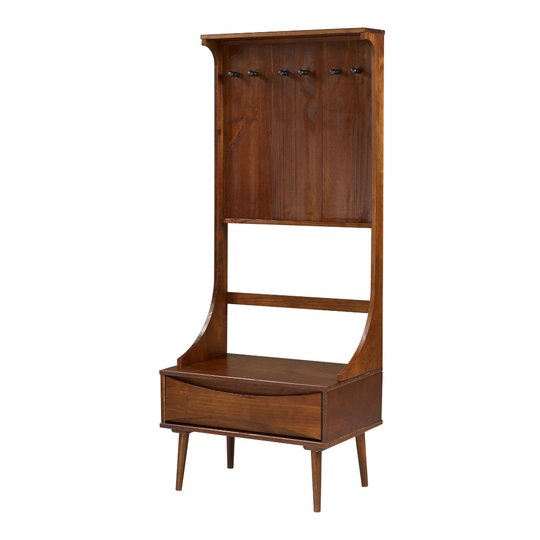 Solid Pine Wood Fillmore Hall Tree Bench: Brown by World Market