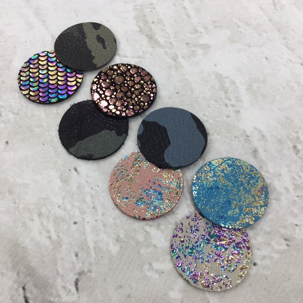 Genuine Leather, Medium Circle Shape, Earring Blanks, Leather For Jewelry, Cowhide, Camo & Mermaid Collection, The Guy