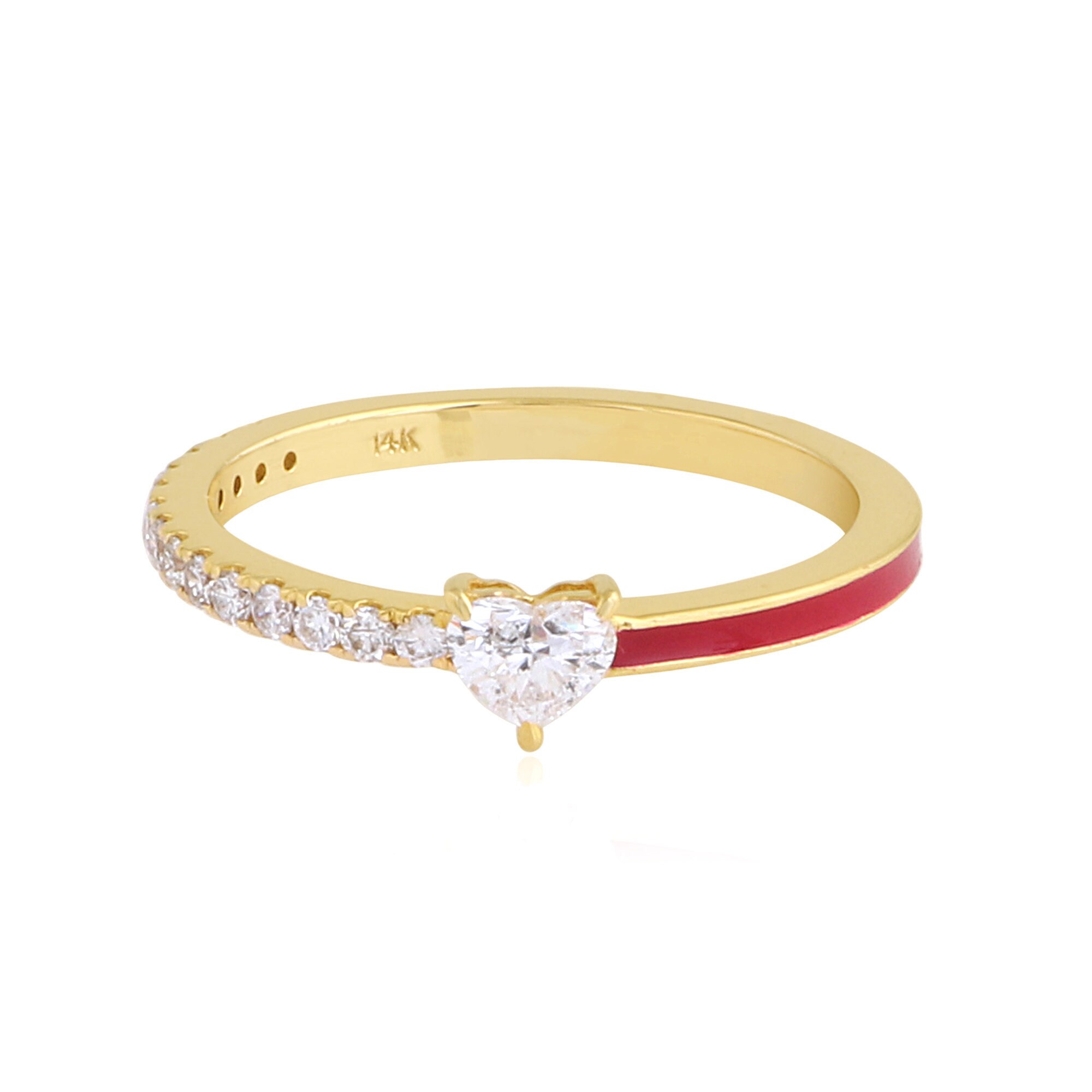 14K Yellow Gold Diamond Heart Engagement Ring 0.46 Ct Natural Diamonds | Si Clarity Hi Color Fine Jewelry