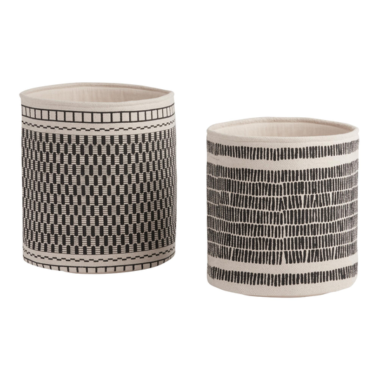 Black and Natural Cotton Marlow Basket: Black/Natural - Medium by World Market
