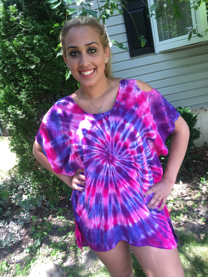 Poncho, Women's Summer Shirt, Exposed Shoulder, Top, Hippie Clothes, Festival Wear, Custom Tie Dye, Juniors, Plus Size