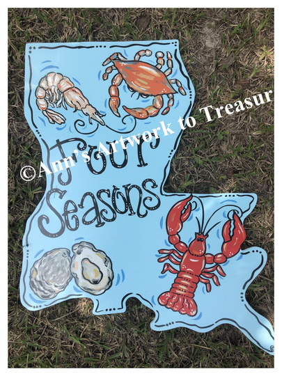 Crawfish Door Hanger, Seafood, Decor, Crab, Oyster, Shrimp, New Orleans, Nola Art, Made in Usa, Louisiana, Wholesale Available, Drez Art