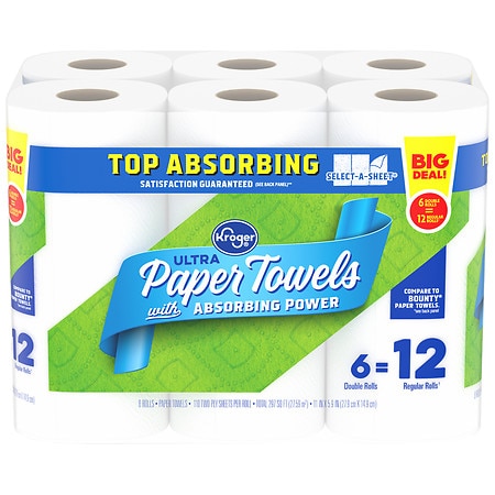Kroger Select-A-Sheet, Double Roll Paper Towels - 400.0 ea x 6 pack