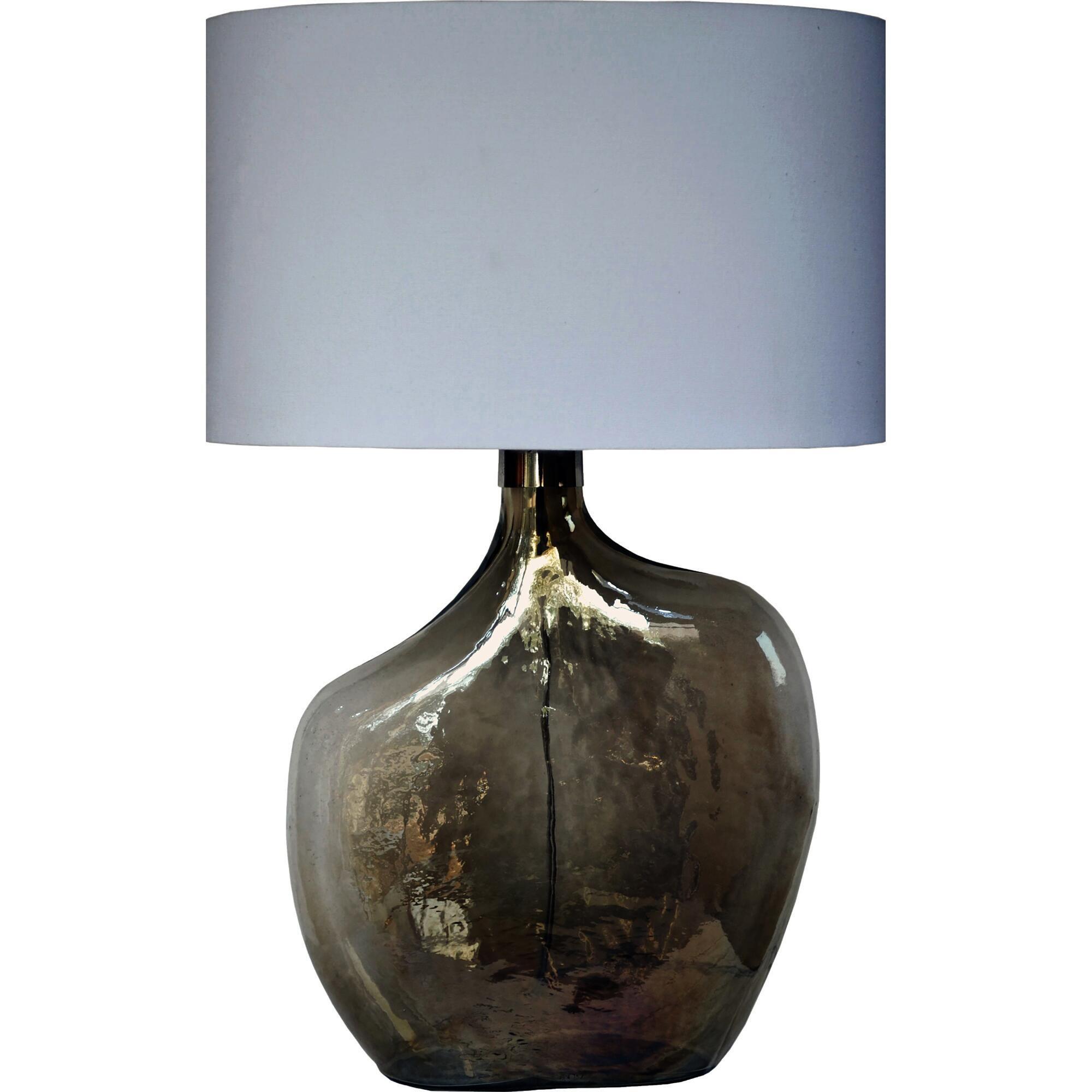 Smoke Gray Luster Glass Elena Table Lamp: Metallic/Silver by World Market
