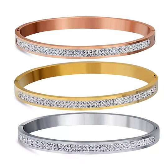 Stainless Steel 2 Row Infinity Bangle Bracelet