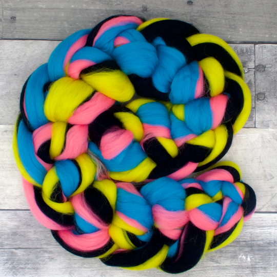 cmyk - Merino Blend, 23 Micron, Combed Wool Top, 4Oz Wool Roving, Soft For Spinning, Spinning Fiber