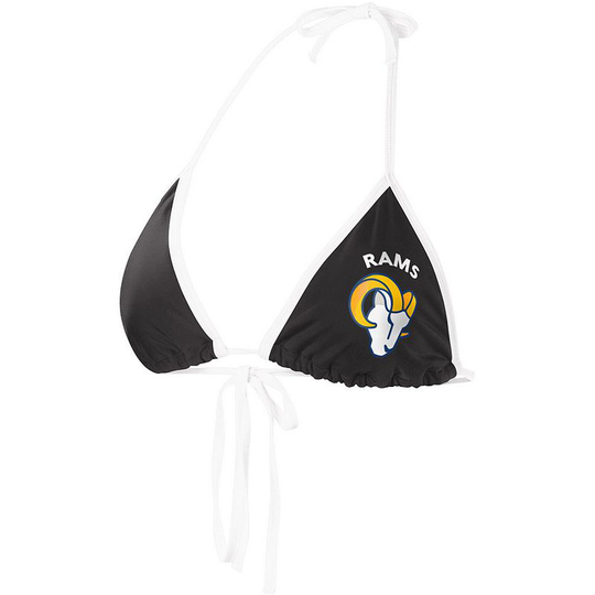 Women's G-III 4Her by Carl Banks Black Los Angeles Rams Perfect Match Bikini Top, Size: 2XL