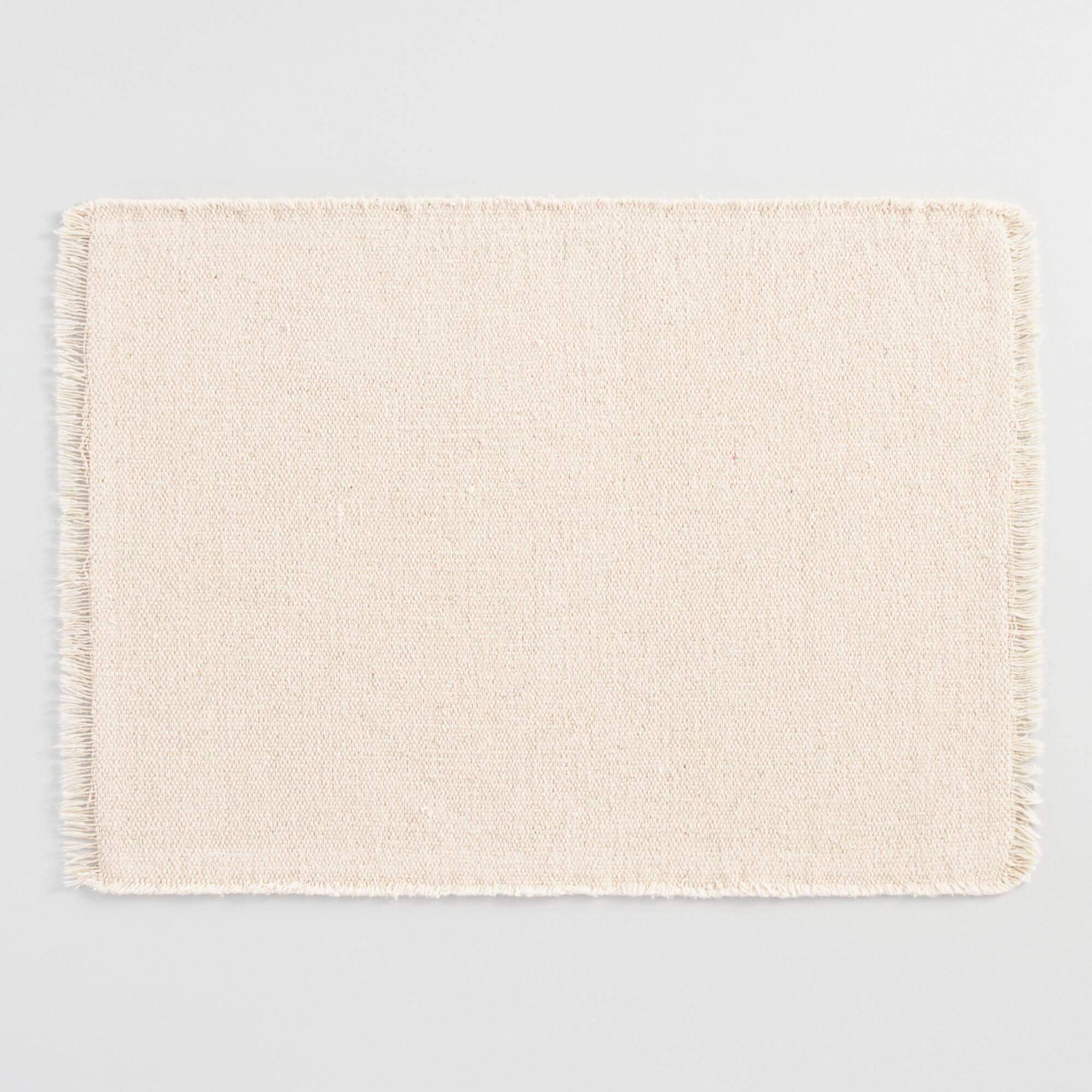 Neutral Woven Placemats with Natural Fringe Set of 4 by World Market