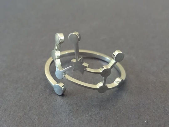 Stainless Steel Virgo Ring, Adjustable Constellation Zodiac Astrology Horoscope Earth Element, Sign, Aug 23-Sept 22
