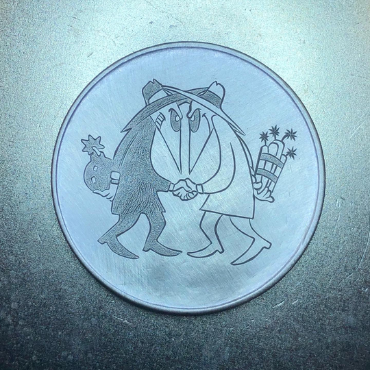 Spy Vs. Hobo Nickel Love Token Hand Carved On A Silver Peace Dollar. Valentine, Jewelry, Fathers Day Gift For Husband His Her