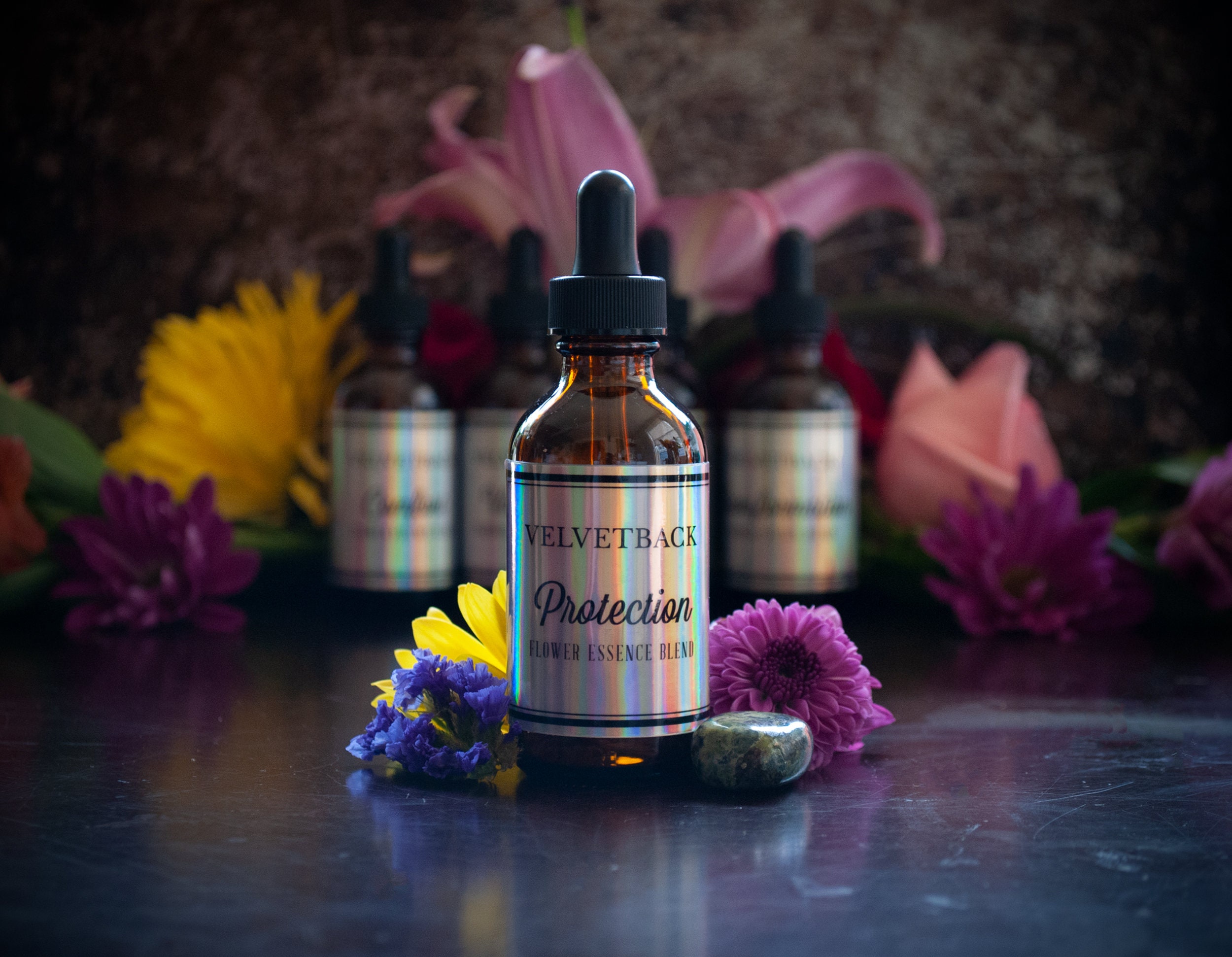 Protection Flower Essence Blend + Guidebook & Plant Ally Talisman Card Pull | Apple Blossom Peace Lily Poppy Yarrow