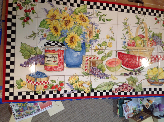 Tile Mural/Hand Painted/Kiln Fired/55"x28"8x8Tile