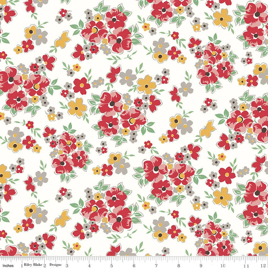 Cook Book Floral Cayenne Yardage By Lori Holt For Riley Blake Designs | Sku #c11751-Cayenne