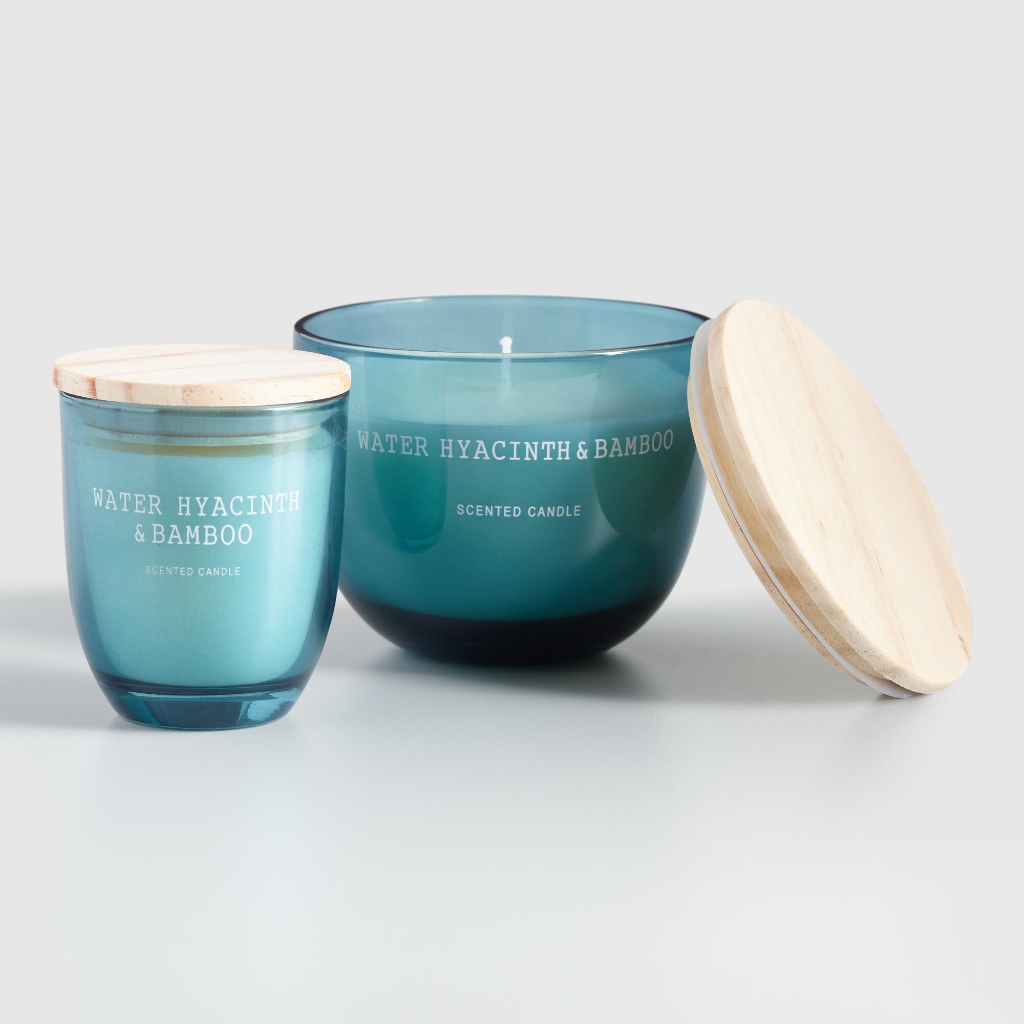 Light Blue Water Hyacinth & Bamboo Scented Candle by World Market