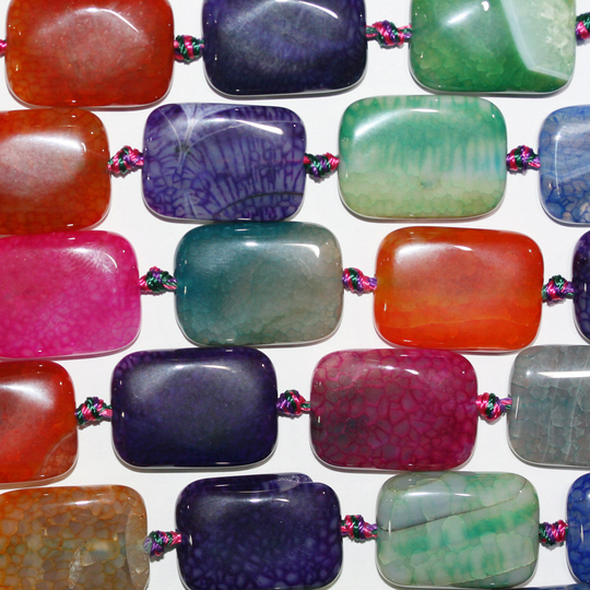 Multicolor Agate Smooth Rectangular Beads 25x18mm.-strand 40cm