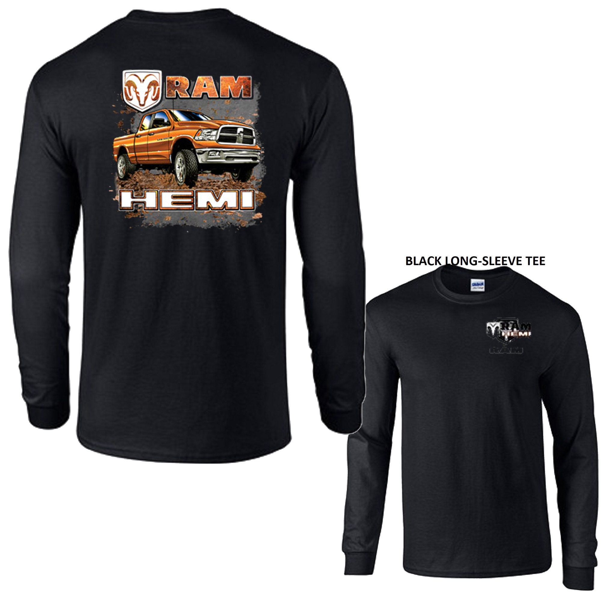 Dodge Licensed Ram Hemi Tee Men Mopar Chrysler Truck Logo 1500 2500 Long Sleeve Shirt