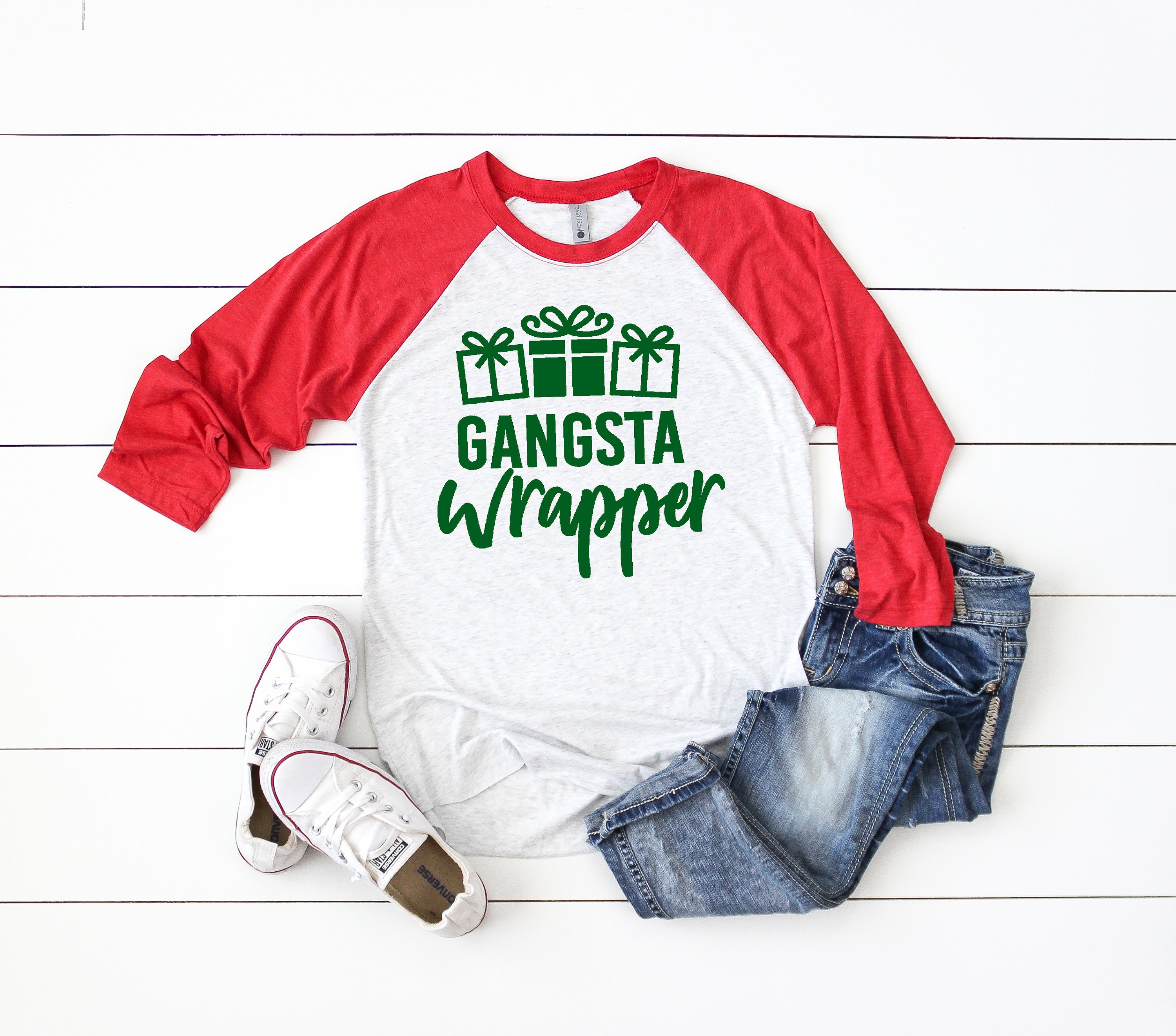 Christmas Party Shirt, Gangsta Wrapper Gangster Women's Top, Xmas Tee