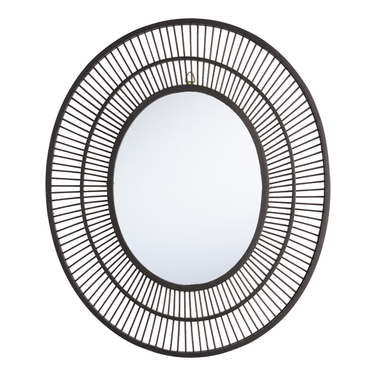 Oval Black Bamboo Fiber Wall Mirror - Metal - Medium by World Market