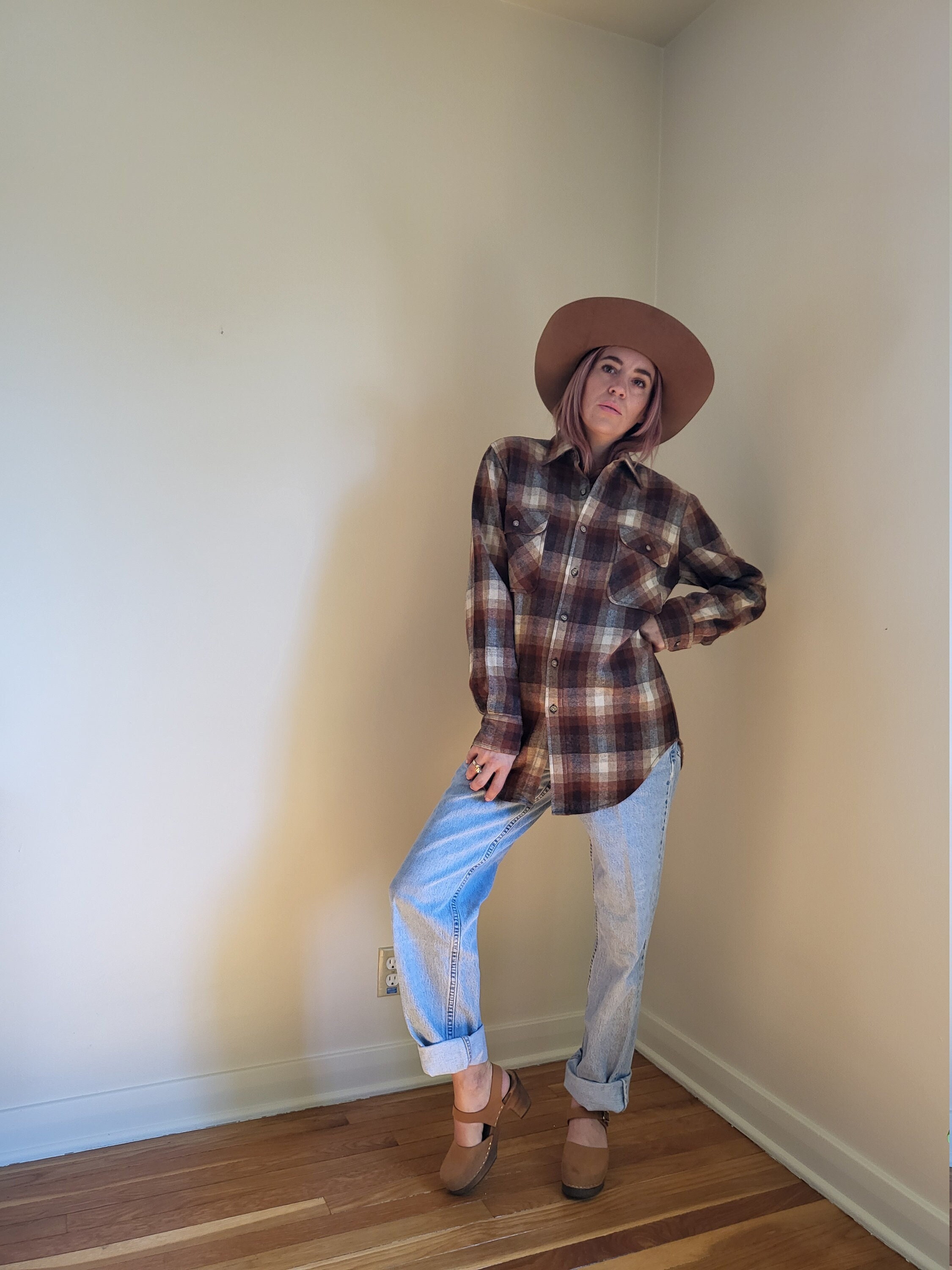 Vintage Insulated Briggs Wool Blend Plaid Long Sleeve Shirt Jacket Size Small/Brigg's Jacket Brown Quilted Nylon