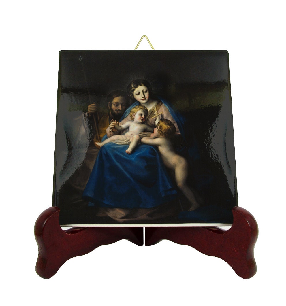 Holy Family Icon On Tile - Religious Painting By Goya Catholic Gifts Devotional Art Decor Icons