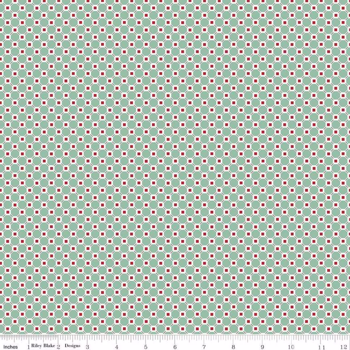 Clearance Cook Book Kitchen Tile C11764 Sea Glass - Riley Blake Designs Lattice Quilting Cotton Fabric
