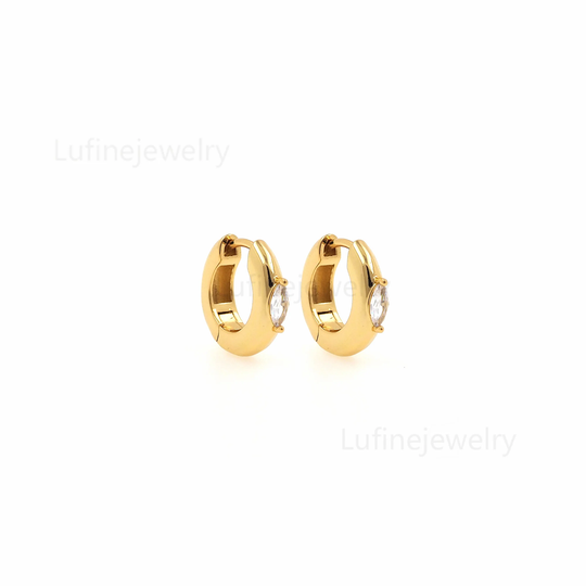 18K Gold Filled Thick Cz Hoop Earrings, Minimalist Earrings, Tiny Hoops, Dainty Hoops, Gold Huggies Earrings, Cz Earrings