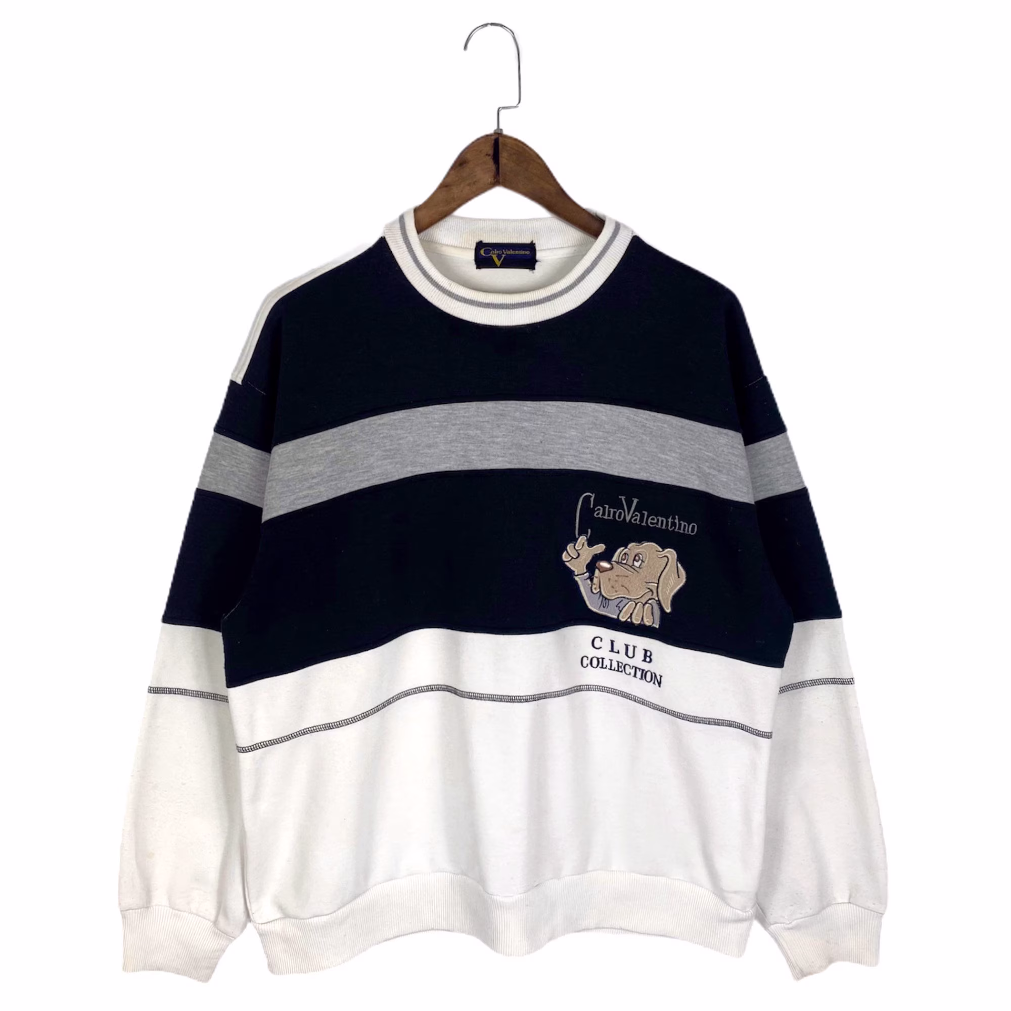 Vintage Carlo Valentino Sweatshirt Crewneck Club Collection Embroidery Logo Pullover Jumper Size L