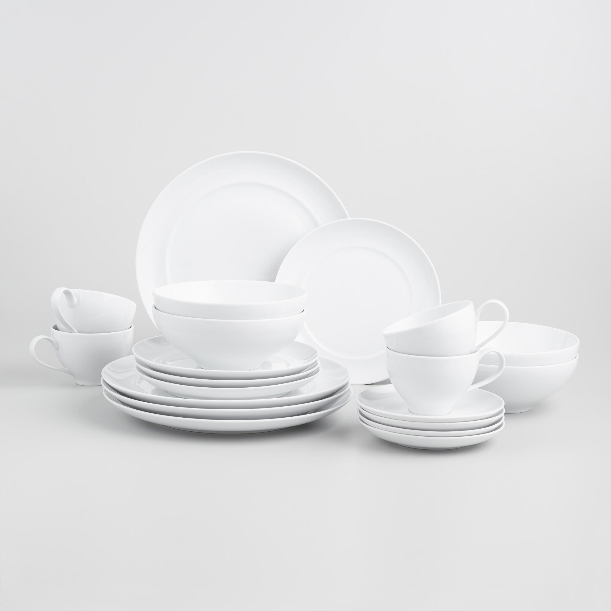 White Porcelain Spin 16 Piece Dinnerware Set by World Market